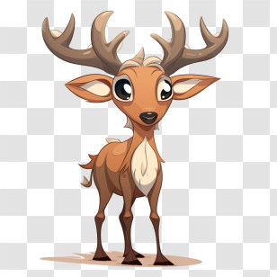 Deer - Adorable Cartoon Deer With Antlers Transparent PNG