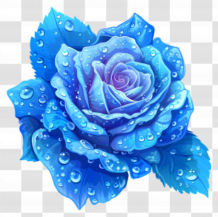 Blue Rose - Blue Rose With Dew Drops On Petals Transparent PNG