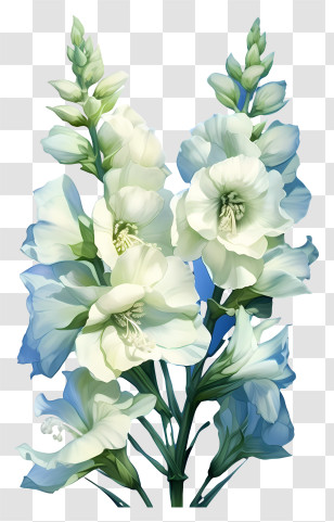 Elegant Delphinium Flower - White Gladiolus Flowers Transparent PNG