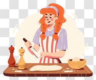 Hands Rolling Dough - Woman Baking With Dough And Knife Transparent PNG