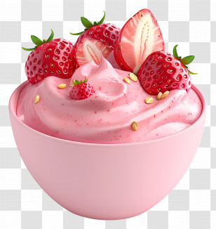 Strawberry Smoothie Bowl - Creamy Strawberry Yogurt With Fresh Berries Transparent PNG