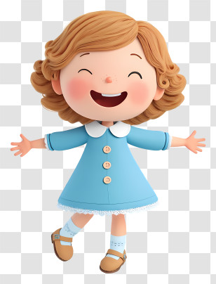 Little Girl Dancing - Joyful Little Girl In Blue Dress Transparent PNG