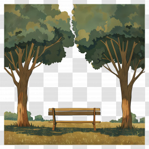 Wooden Bench - Peaceful Park Bench Between Trees Transparent PNG