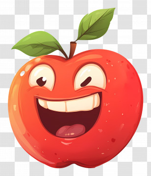 Red Apple - Winking Happy Cartoon Apple Illustration Transparent PNG