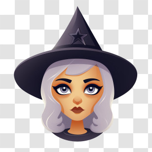 Witch
 - Cartoon Witch Head With Hat For Halloween Transparent PNG