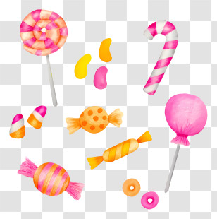 Candy Illustrations - Colorful Candies And Lollipops Illustration Transparent PNG