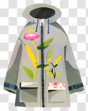 Gray Coat - Floral Patterned Jacket Transparent PNG