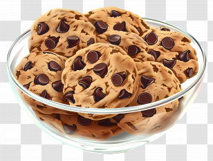 Chocolate Chip Cookies - Bowl Of Chocolate Chip Cookies Transparent PNG