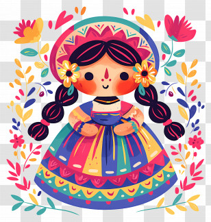 Mexican Doll - Colorful Traditional Doll Illustration Transparent PNG