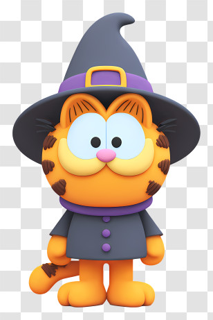 Garfield In Witch Outfit - Cute Cat In Witch Costume Transparent PNG