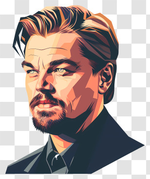 Leonardo Dicaprio - Colorful Artistic Portrait Illustration Transparent PNG