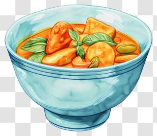 Massaman Curry - Blue Bowl With Spicy Curry Transparent PNG