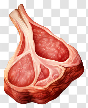 Pig Heart - Raw Meat With Bone Transparent PNG