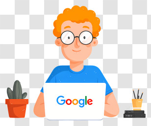 Google Search - Person With Laptop And Google Logo Transparent PNG