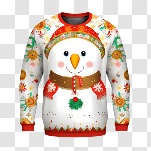 Ugly Sweater Day - Festive Snowman Christmas Sweater Design Transparent PNG