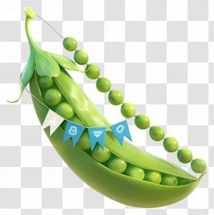 Cute Green Pea Pod - Green Pea Pod With Banners Transparent PNG