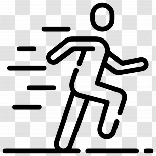 Running Man - Black And White Animated Running Person Icon Transparent PNG