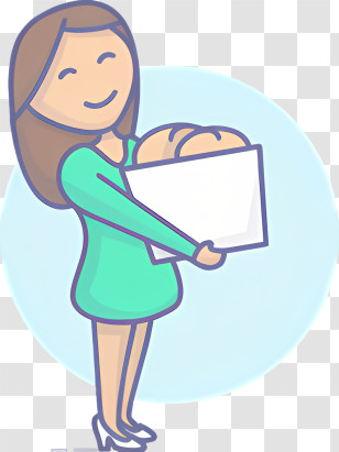 Woman Carrying A Box - Cartoon Woman Holding Bread Box Transparent PNG