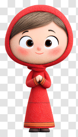 Little Hijab Girl - Cute Red Hooded Character Transparent PNG