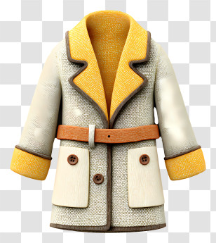 Coat Down - Fashionable Yellow And White Coat Transparent PNG