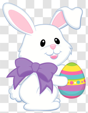 Easter Egg - Cute Easter Bunny With Colorful Egg Transparent PNG