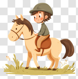 Boy Riding Horse - Boy Riding A Horse Illustration Transparent PNG