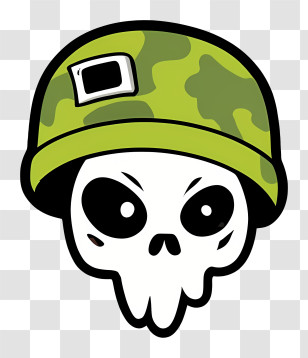 Cartoon Skull - Cartoon Skull With Camouflage Helmet Transparent PNG