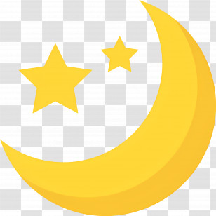 Moon Stars - Yellow Crescent Moon And Stars Illustration Transparent PNG