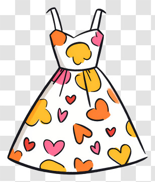 Cartoon Dress - Cute Heart Pattern Dress Transparent PNG