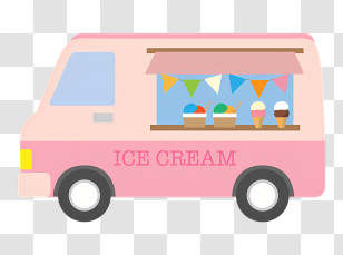 Icon - Pink Ice Cream Truck Transparent PNG