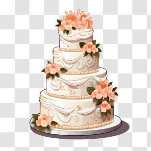 Wedding Cake - Stylish Four-Tier Floral Wedding Cake Transparent PNG