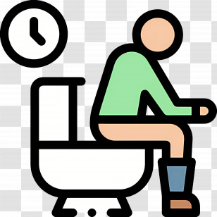 Constipation - Person On Toilet With Clock Cartoon Transparent PNG