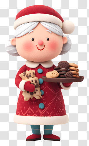 Mrs Claus Holding Chocolate Cookies - Mrs. Claus With Christmas Cookies Transparent PNG