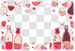 Love Background - Love Potion Bottles With Romantic Hearts Transparent PNG