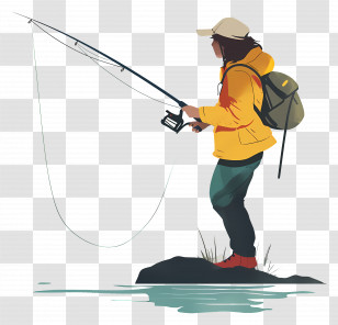 Go Fishing Day - Person Fishing By The Water Illustration Transparent PNG
