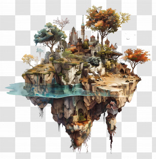 Floating Land - Floating Island With Castle Transparent PNG