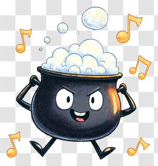 Cartoon Cauldron - Musical Bubbling Cauldron Cartoon Transparent PNG