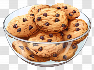 Chocolate Chip Cookies - Bowl Of Chocolate Chip Cookies Transparent PNG