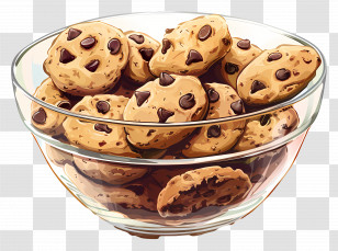 Chocolate Chip Cookies - Glass Bowl Of Chocolate Chip Cookies Transparent PNG