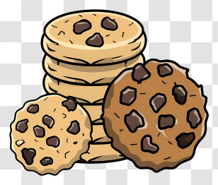 Chocolate Chip Cookies - Stack Of Chocolate Chip Cookies Illustration Transparent PNG