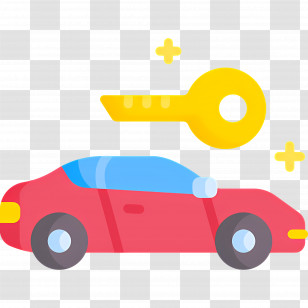 Car Key - Red Car With Key For Transportation Transparent PNG