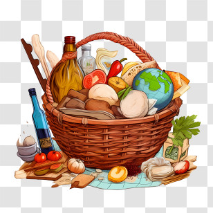 World Vegan Day - Picnic Basket Full Of Food Items Transparent PNG