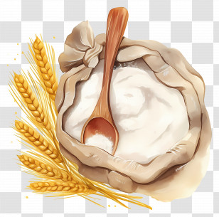 Corn Flour - Flour Bag With Wheat And Wooden Spoon Transparent PNG