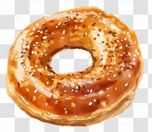 Bagel - Golden Glazed Bagel With Sesame Seeds Transparent PNG