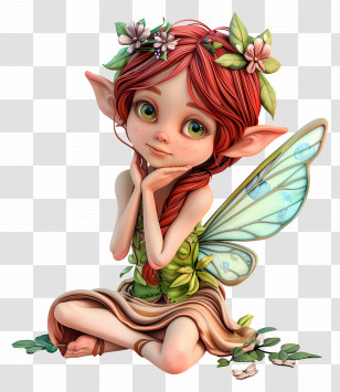 Summer Night - Cute Fairy With Flowers And Wings Transparent PNG