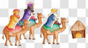 Christmas Nativity Scene - Three Wise Men On Camels Transparent PNG