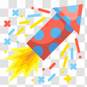 Fireworks Rocket - Polka Dot Rocket For New Year Celebration Transparent PNG