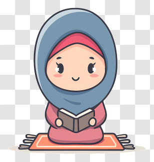 Muslim Girl Reading Quran - Praying Girl With Book Transparent PNG