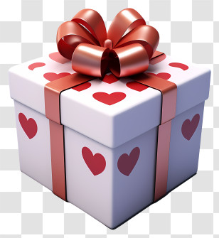 Gift Box - Heart Gift Box Tied With A Ribbon Transparent PNG