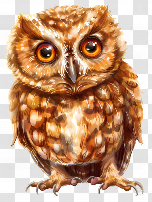 Owl - Adorable Brown Owl With Wide Eyes Transparent PNG